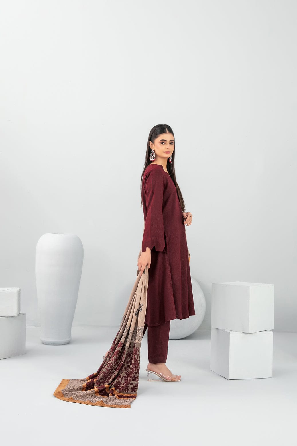 Meela by Tawakkal Fabrics Plain 3 Piece Unstitched Peach Leather Suit D-5687