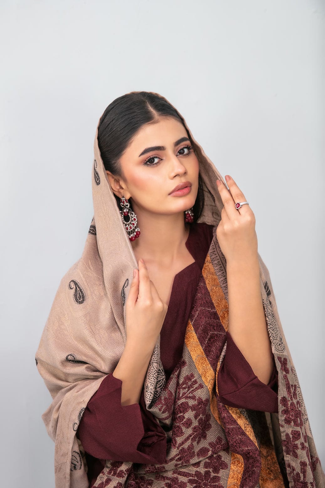 Meela by Tawakkal Fabrics Plain 3 Piece Unstitched Peach Leather Suit D-5687