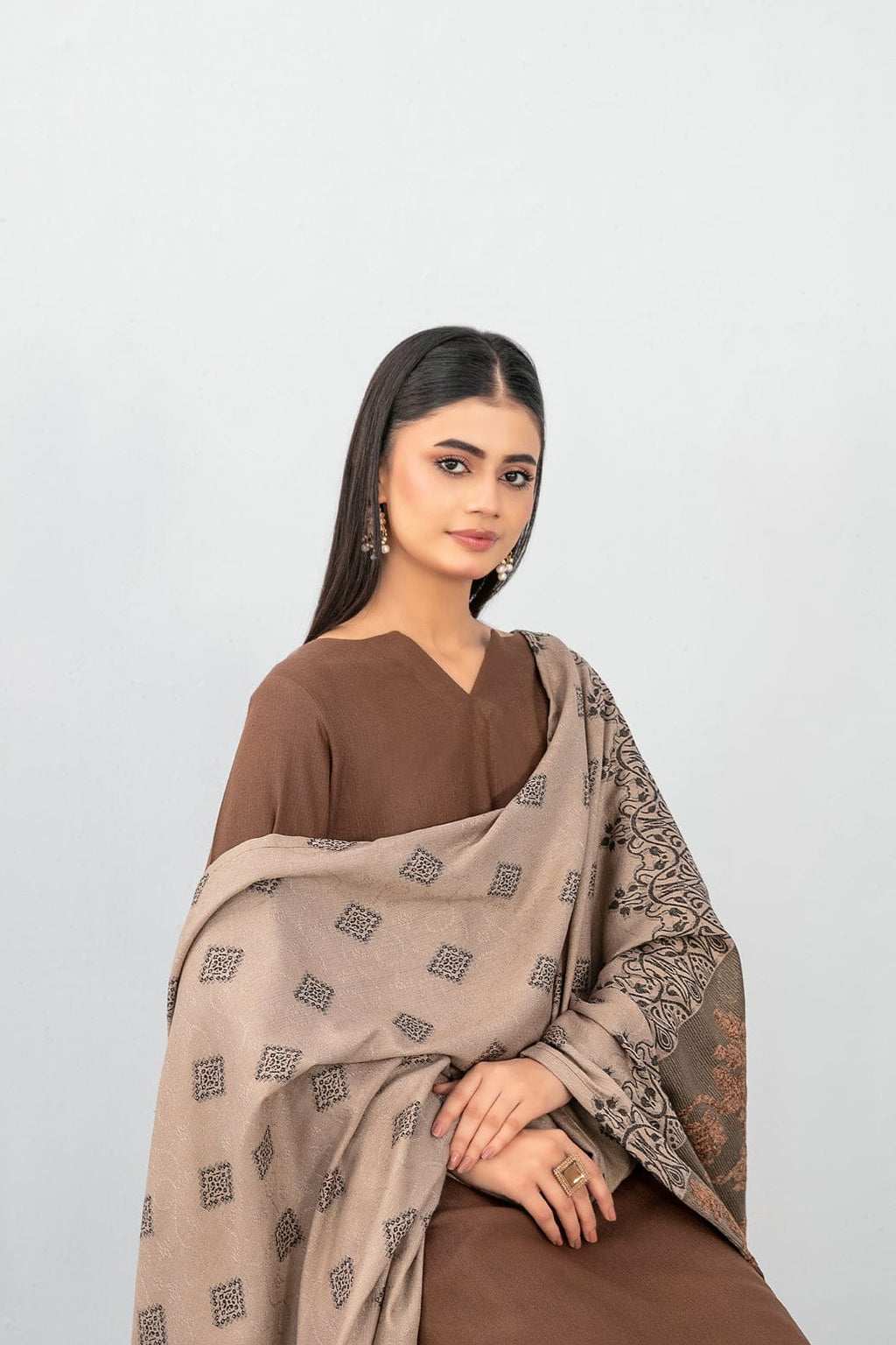 Meela by Tawakkal Fabrics Plain 3 Piece Unstitched Peach Leather Suit D-5688