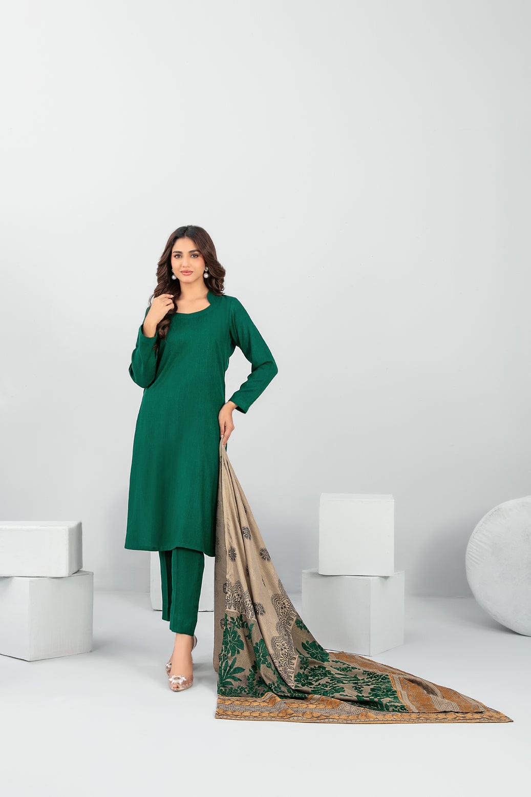 Meela by Tawakkal Fabrics Plain 3 Piece Unstitched Peach Leather Suit D-5690