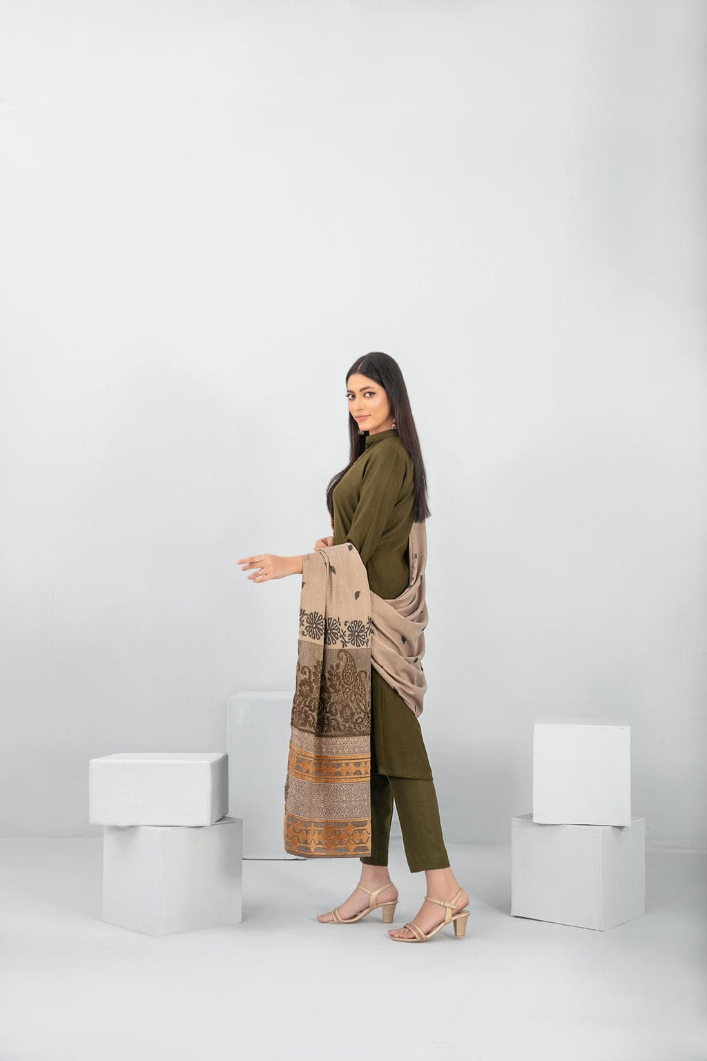 Meela by Tawakkal Fabrics Plain 3 Piece Unstitched Peach Leather Suit D-5691