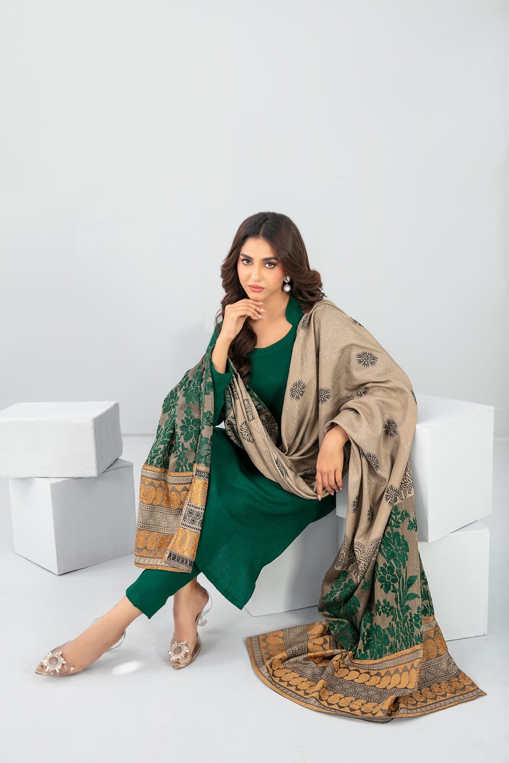 Meela by Tawakkal Fabrics Plain 3 Piece Unstitched Peach Leather Suit D-5690