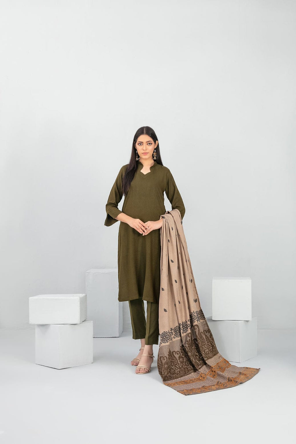 Meela by Tawakkal Fabrics Plain 3 Piece Unstitched Peach Leather Suit D-5691