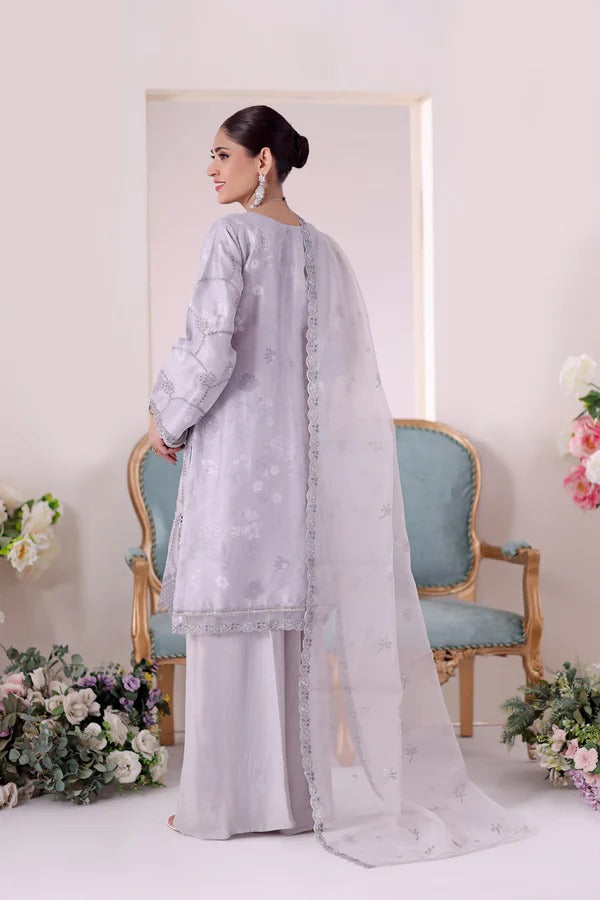 Zunn by Dressline 3 Piece Semi Stitched Organza with Clutch 14198-D