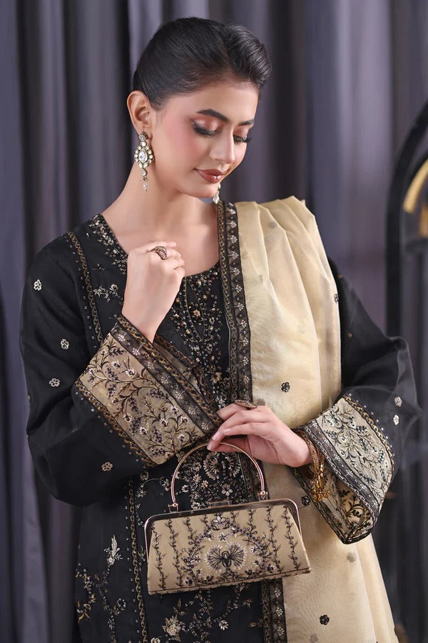 Orchid by Dressline 3 Piece Semi Stitched Organza with Clutch 8090-D