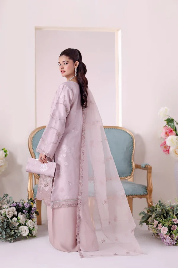 Zunn by Dressline 3 Piece Semi Stitched Organza with Clutch 14198-C