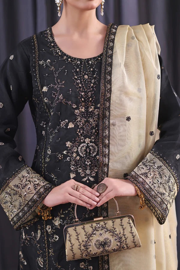 Orchid by Dressline 3 Piece Semi Stitched Organza with Clutch 8090-D