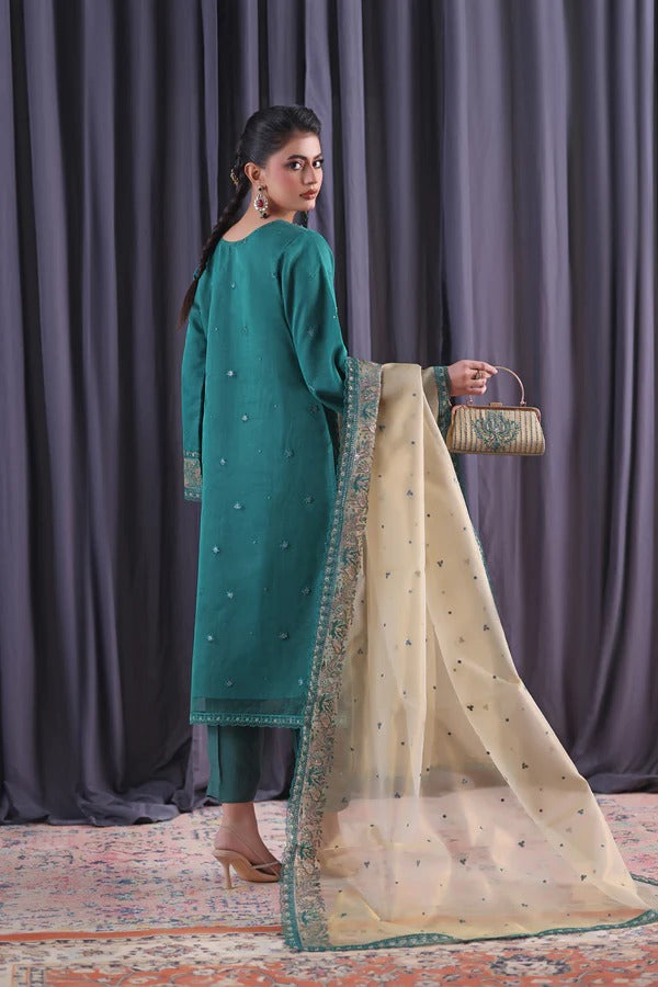 Orchid by Dressline 3 Piece Semi Stitched Organza with Clutch 8090-C