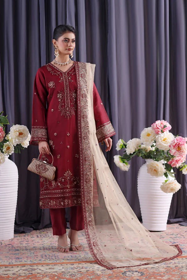 Orchid by Dressline 3 Piece Semi Stitched Organza with Clutch 8090-A