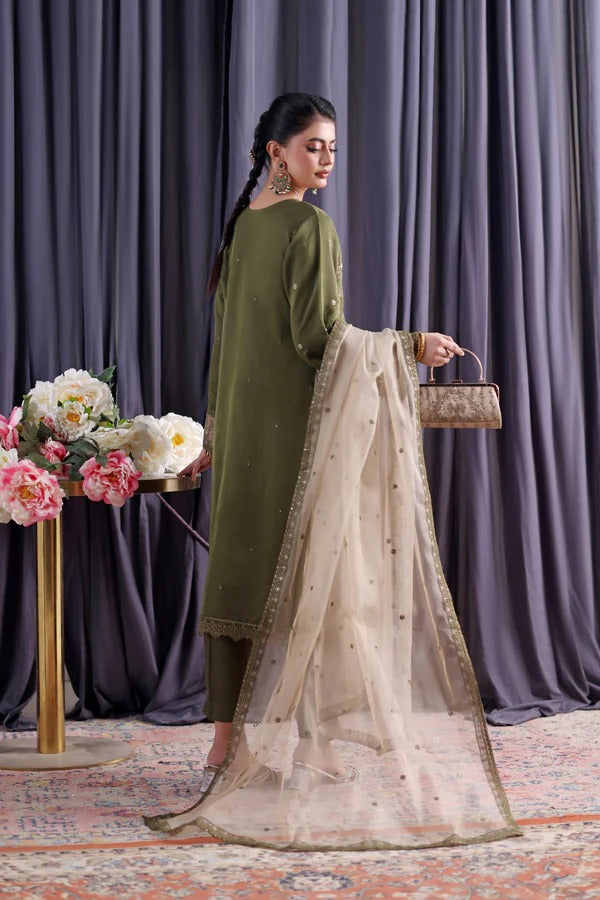 Orchid by Dressline 3 Piece Semi Stitched Organza with Clutch 8090-B