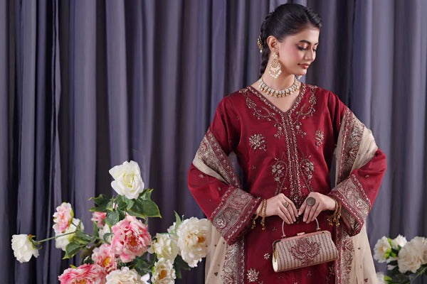 Orchid by Dressline 3 Piece Semi Stitched Organza with Clutch 8090-A