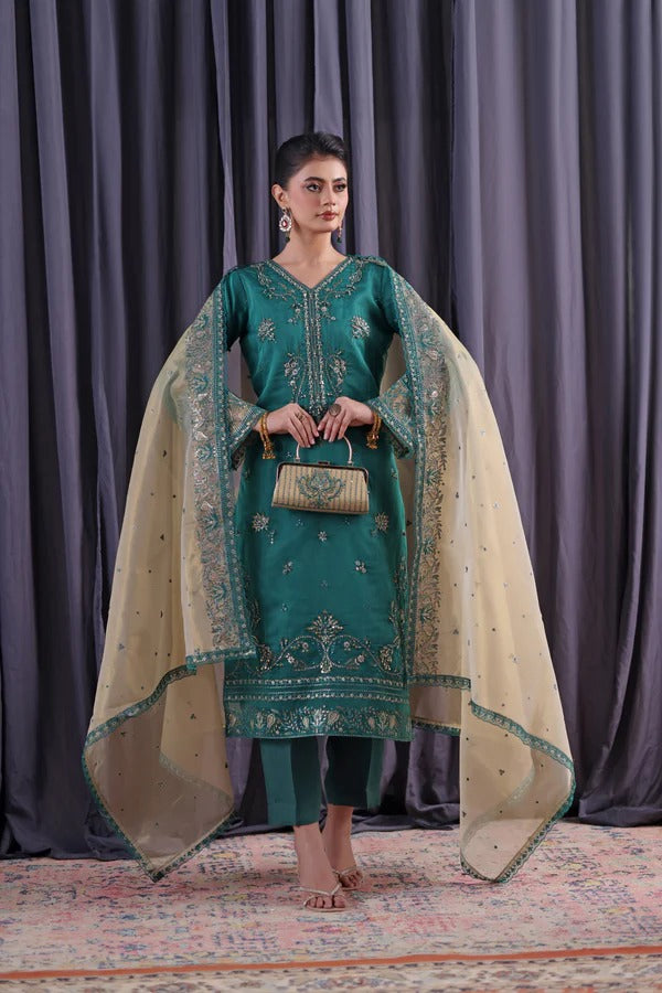 Orchid by Dressline 3 Piece Semi Stitched Organza with Clutch 8090-C