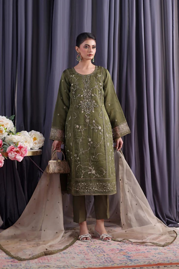 Orchid by Dressline 3 Piece Semi Stitched Organza with Clutch 8090-B