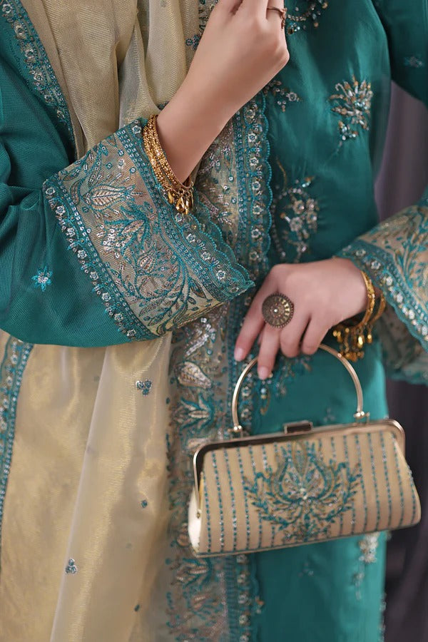 Orchid by Dressline 3 Piece Semi Stitched Organza with Clutch 8090-C