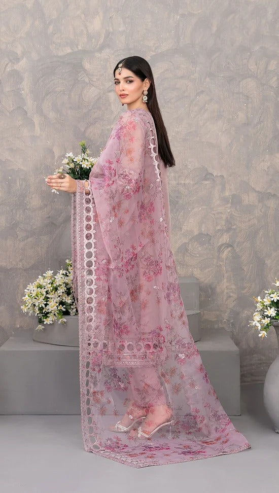 Dilkash by Tawakkal Fabrics 3 piece semi stitched Organza D-4272