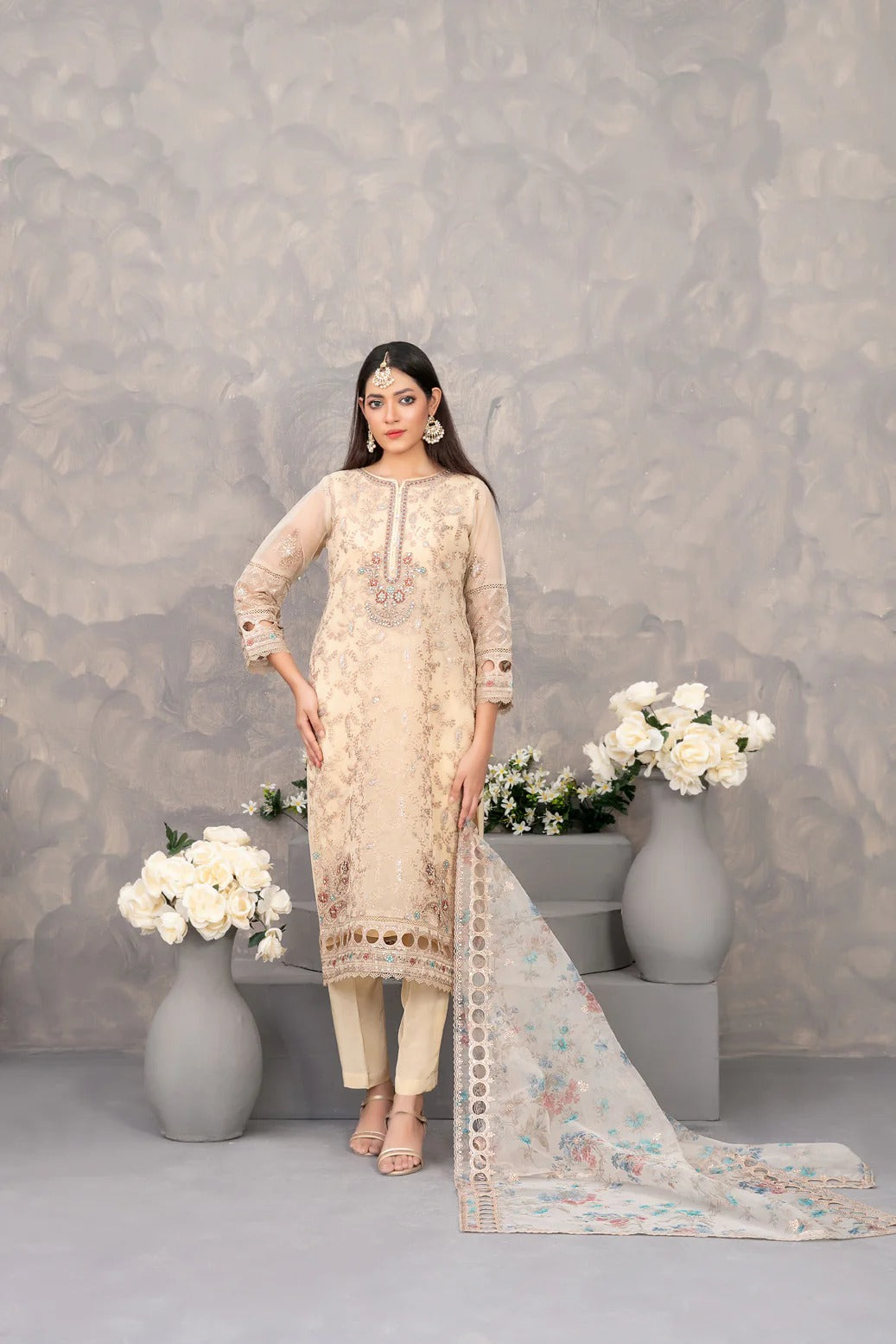 Dilkash by Tawakkal Fabrics 3 piece semi stitched Organza D-4268